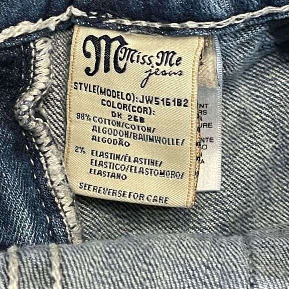 Miss Me Jeans Womens Denim Boot Cut Mid Rise JW5161B2 Distressed Blue Wash Sz 31 - Picture 7 of 11